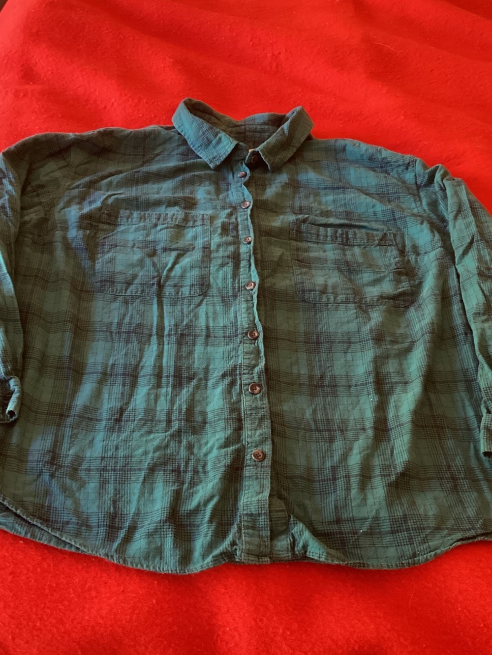 Ava & Viv Teal Green Plaid Button-Down Shirt